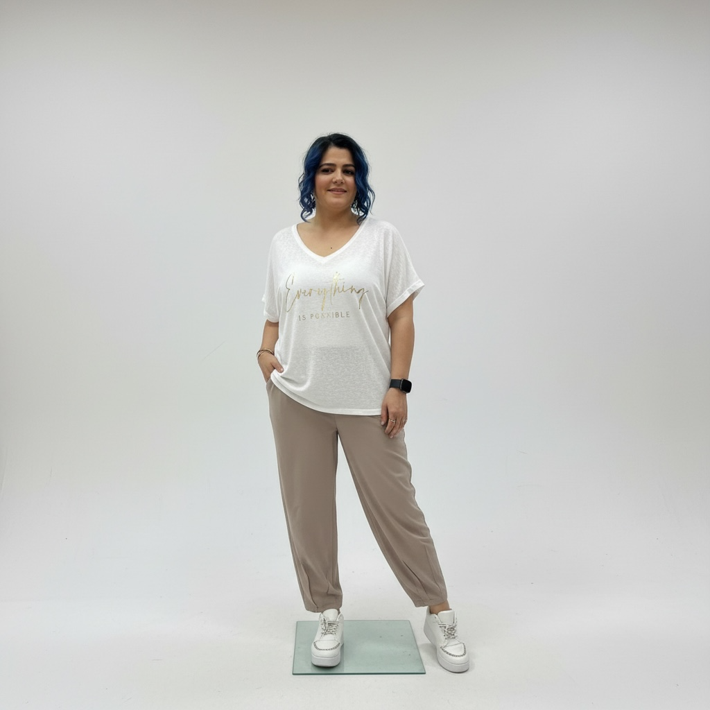 İtalyan %100 Pamuk Bluz - Beyaz