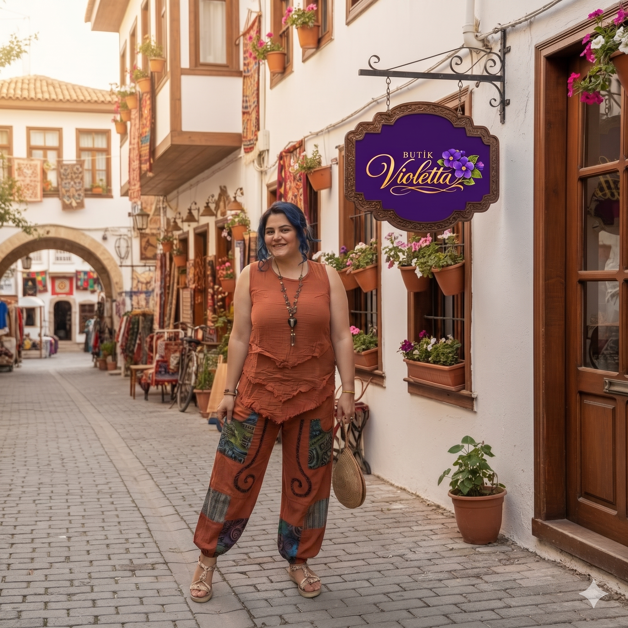 %100 Pamuk Müslin Kumaş Kat Kat Püsküllü Bluz - Kiremit 