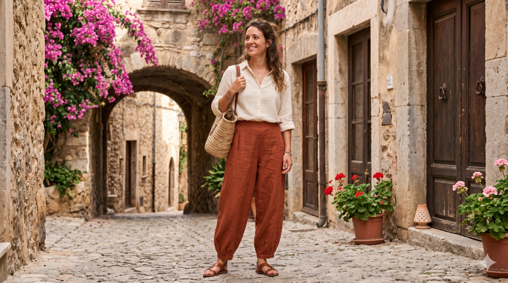 İtalyan Kesim Ham Keten Şalvar Pantolon