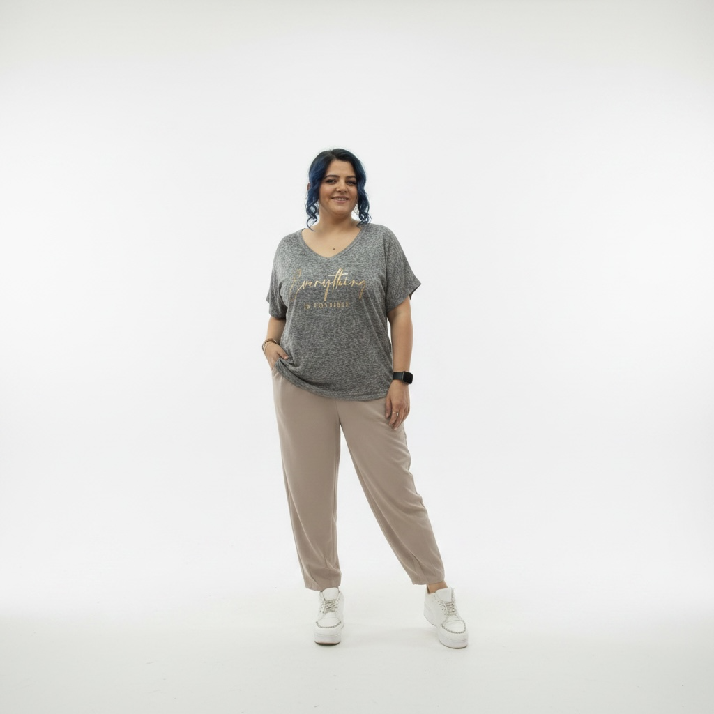 İtalyan %100 Pamuk Bluz - Haki