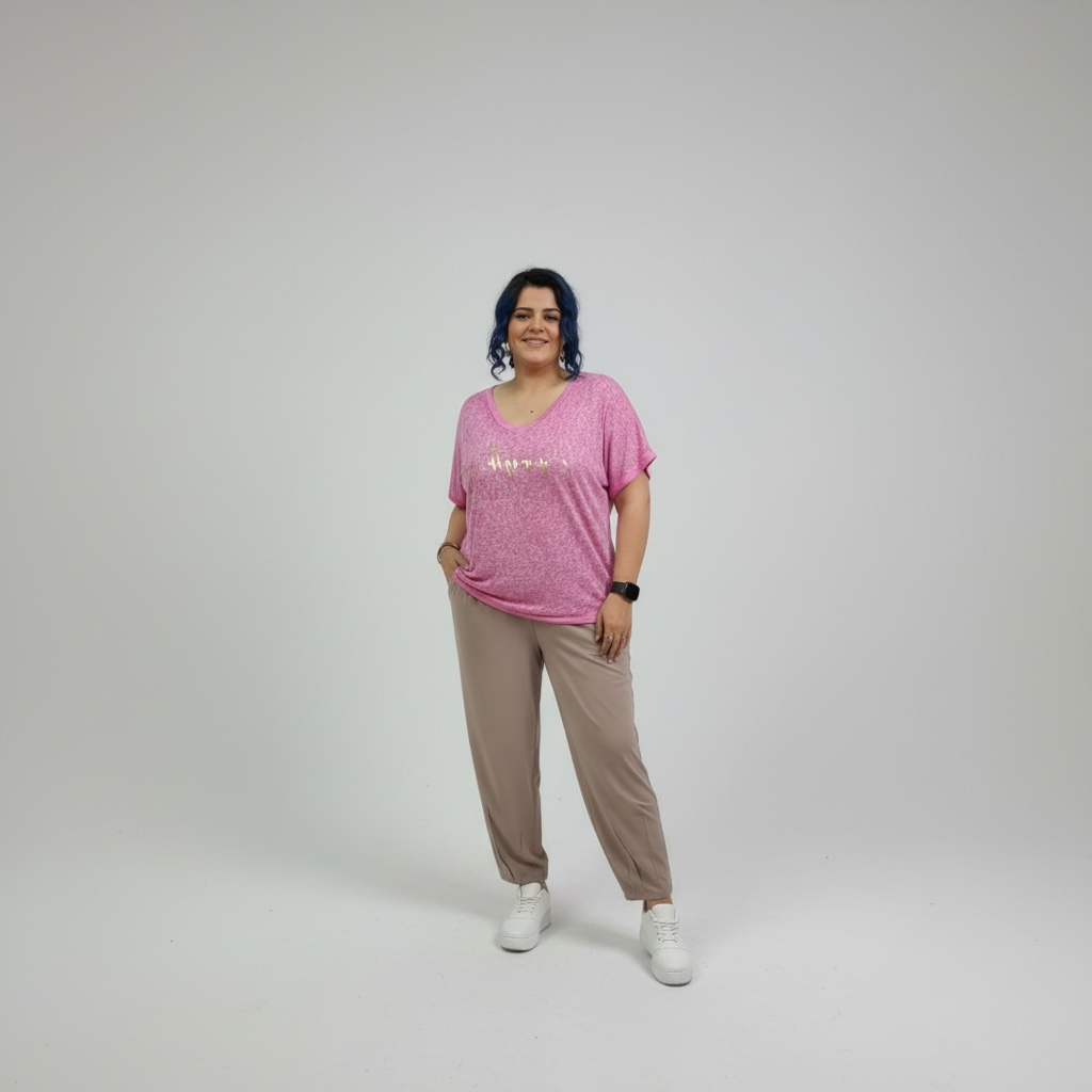 İtalyan %100 Pamuk Bluz - Fuşya