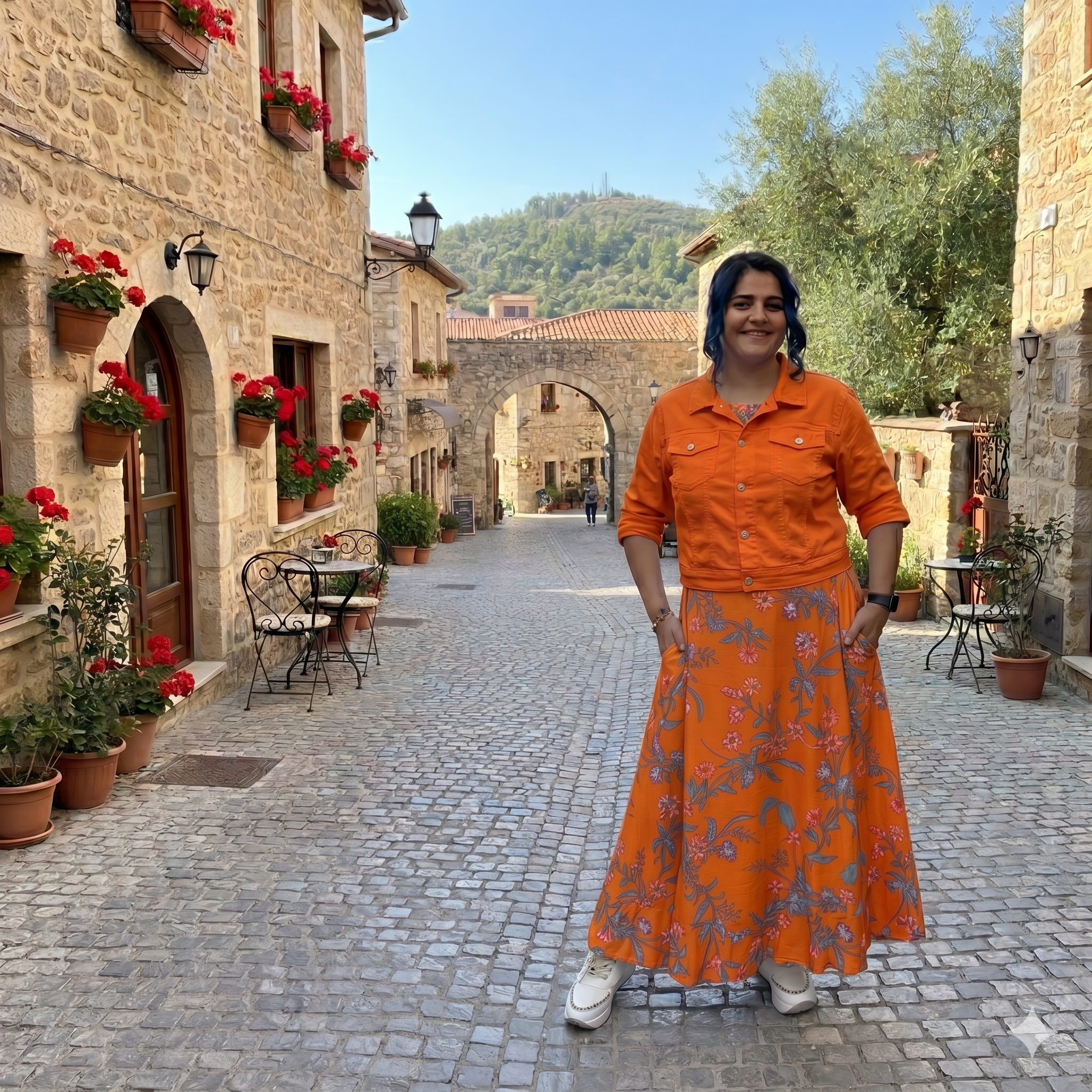 Akdeniz Rüzgarı Ham Keten İkili Set - Turuncu