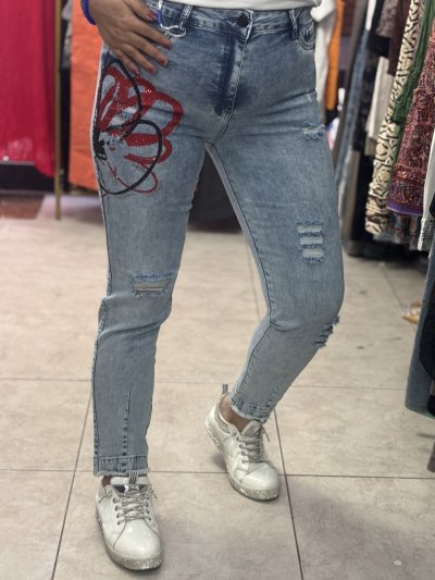 Red taşlı pantolon